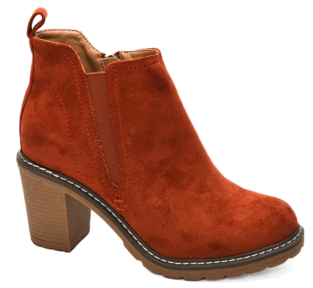 Faux suede ankle boots Bite Me in Rust