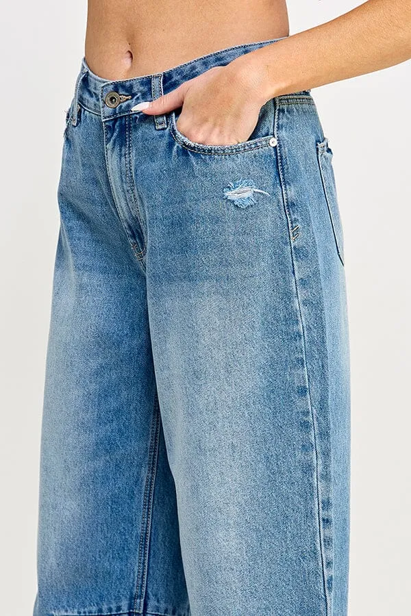 FRAY HEM BARREL JEANS