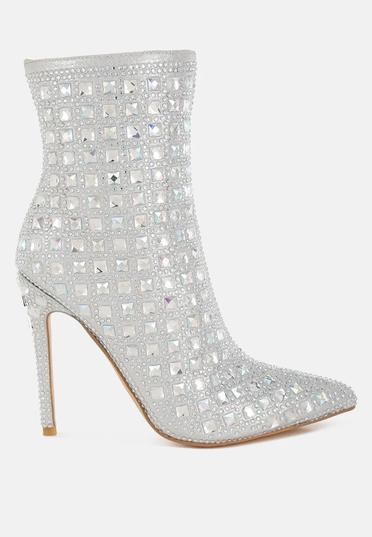 Frostin Pointed Toe Rhinestones Stiletto Boots