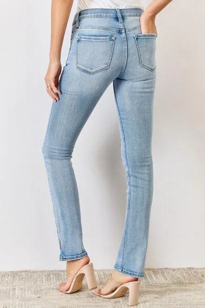 Full Size Mid Rise Slit Bootcut Jeans