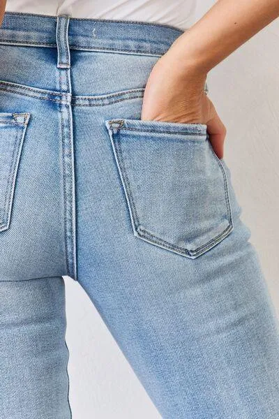 Full Size Mid Rise Slit Bootcut Jeans