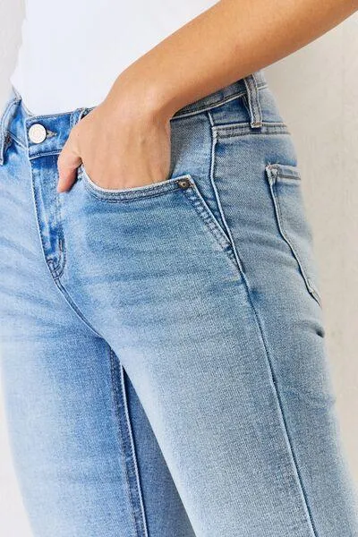 Full Size Mid Rise Slit Bootcut Jeans