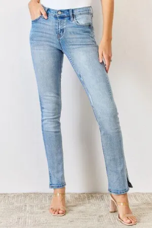 Full Size Mid Rise Slit Bootcut Jeans