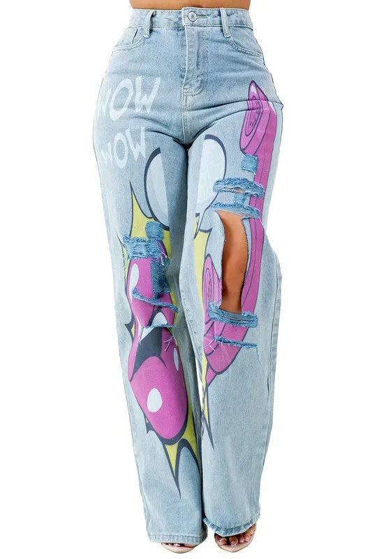 Graffiti print design denim