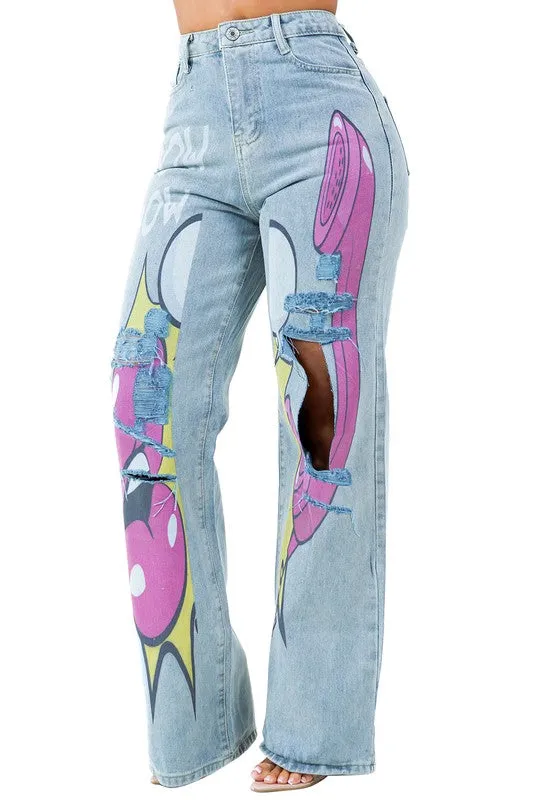 Graffiti print design denim