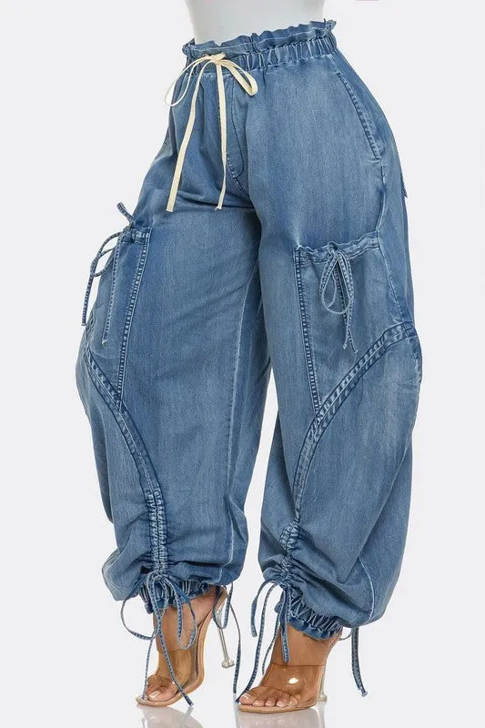 HAREM STYLE DENIM PANTS