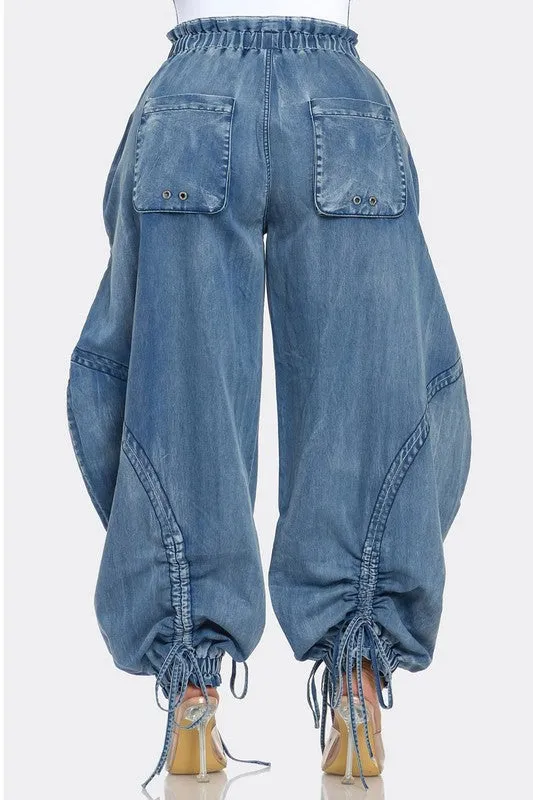 HAREM STYLE DENIM PANTS