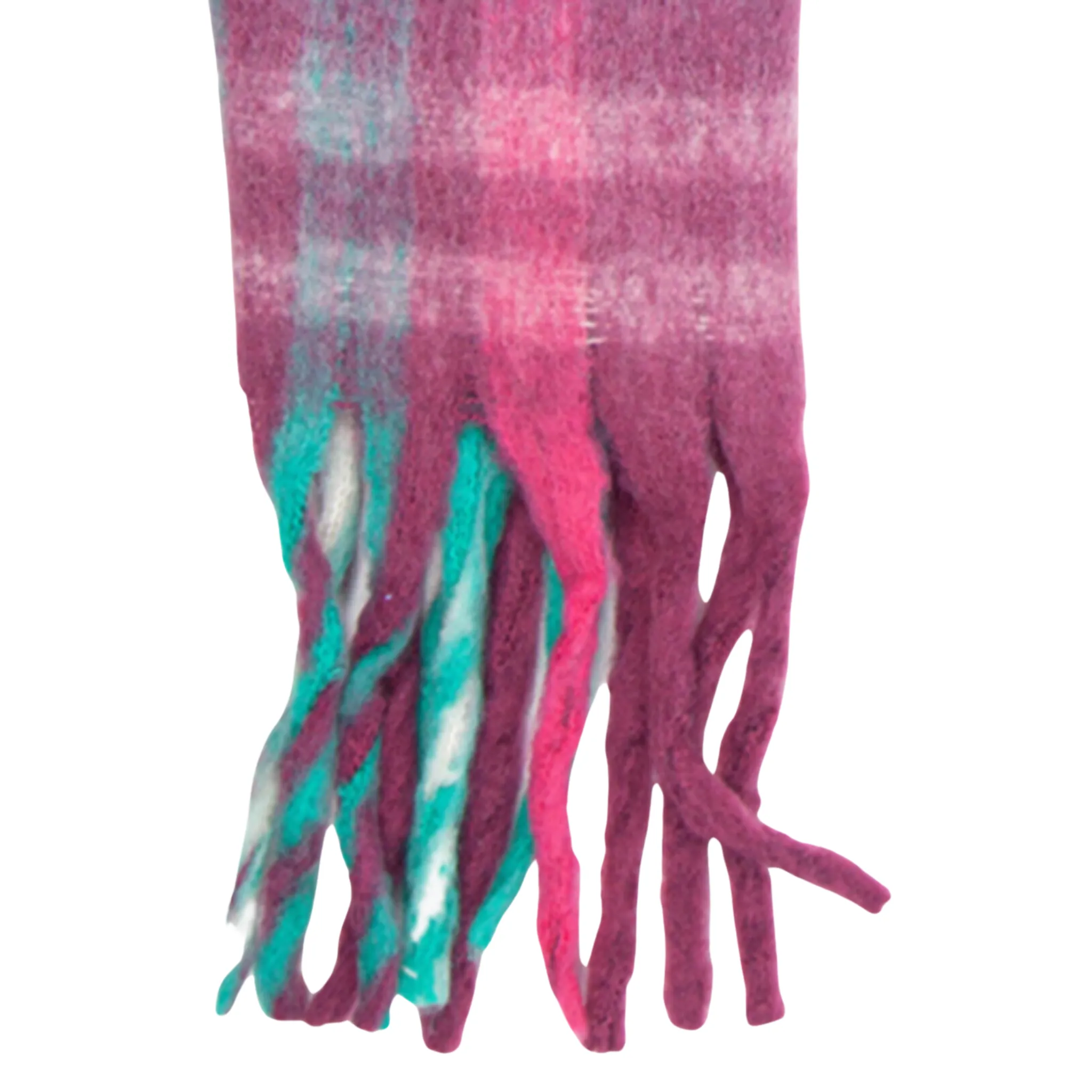 Heavyweight Check Print Scarf - Raspberry Green