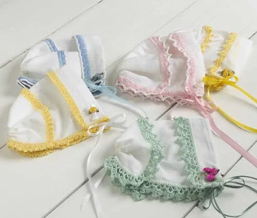 Heirloom Hankie Baby Bonnets Crochet Pattern