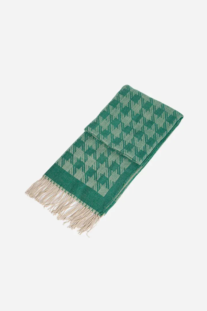 Houndstooth Blanket Scarf - Green