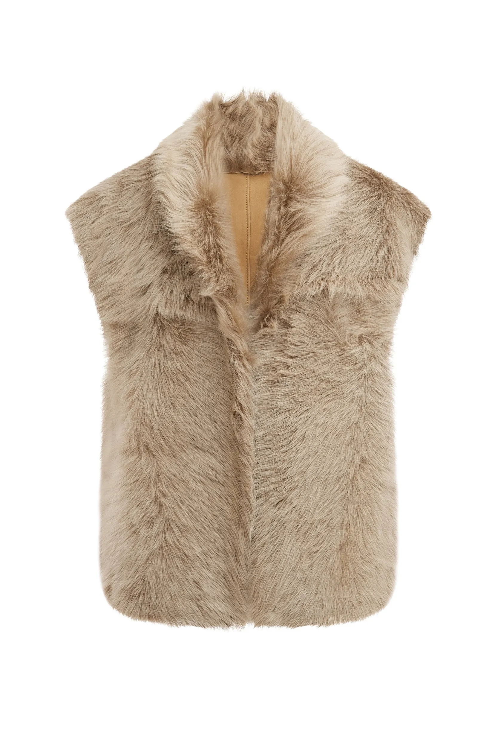 Isabella Toscana Shearling Reversible Gilet in Caramel