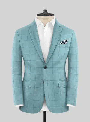 Italian Murano Domar Blue Wool Linen Silk Jacket