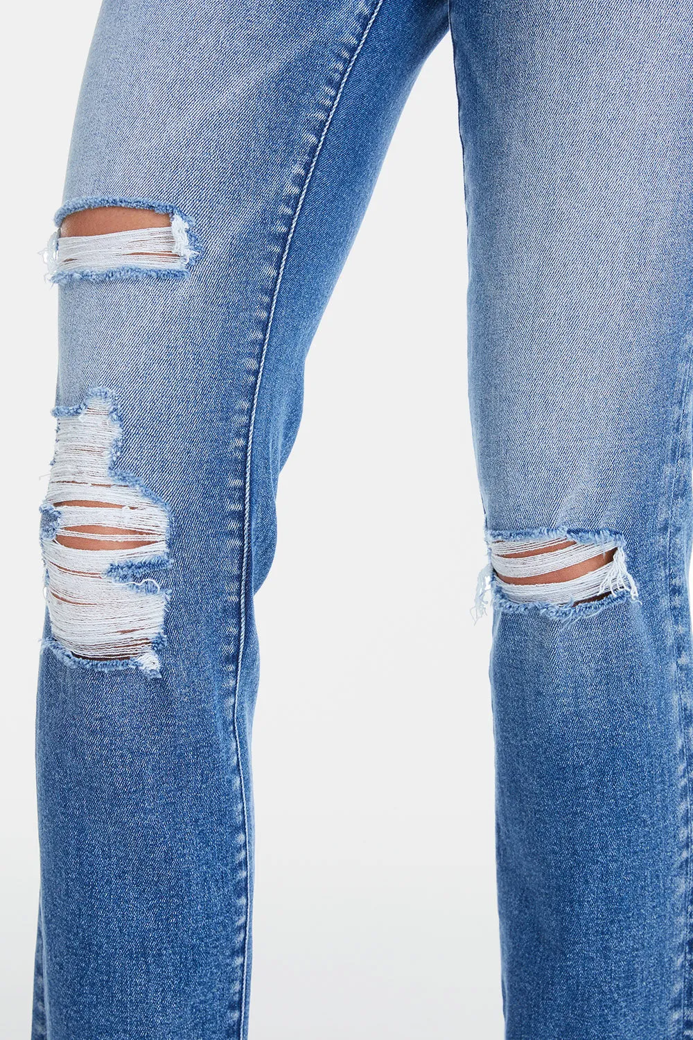 KESLEY Full Size High Waist Distressed Cat's Whiskers Straight Jeans