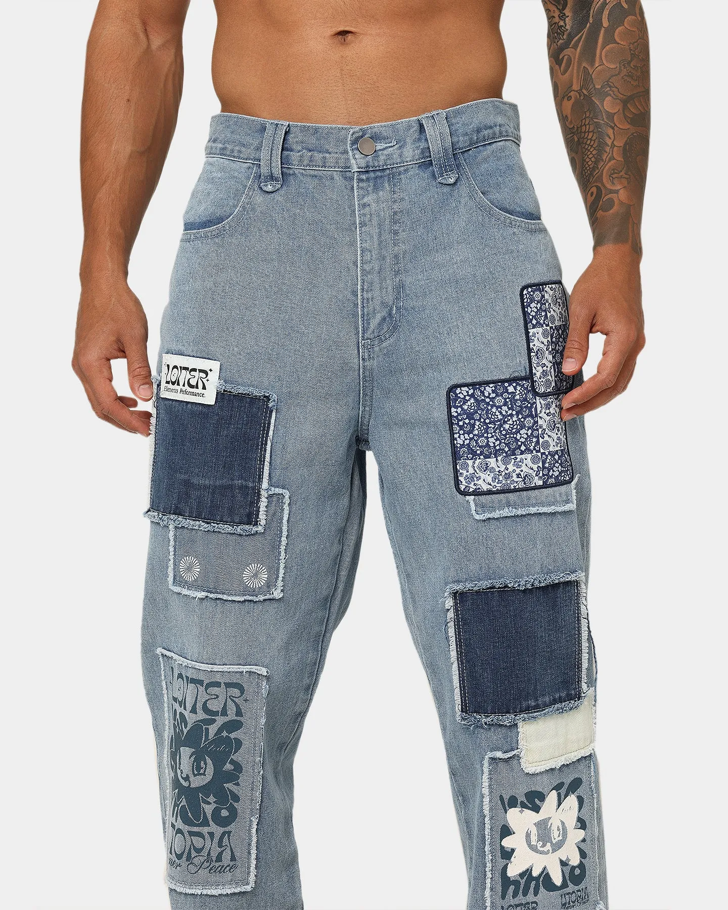 Loiter Utopia Patchwork Jeans Washed Blue