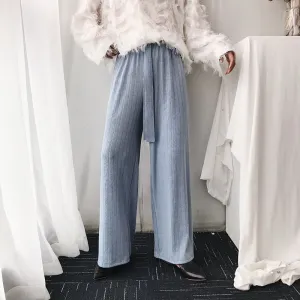 Long Sash Vintage Style Men Wide Leg Pants