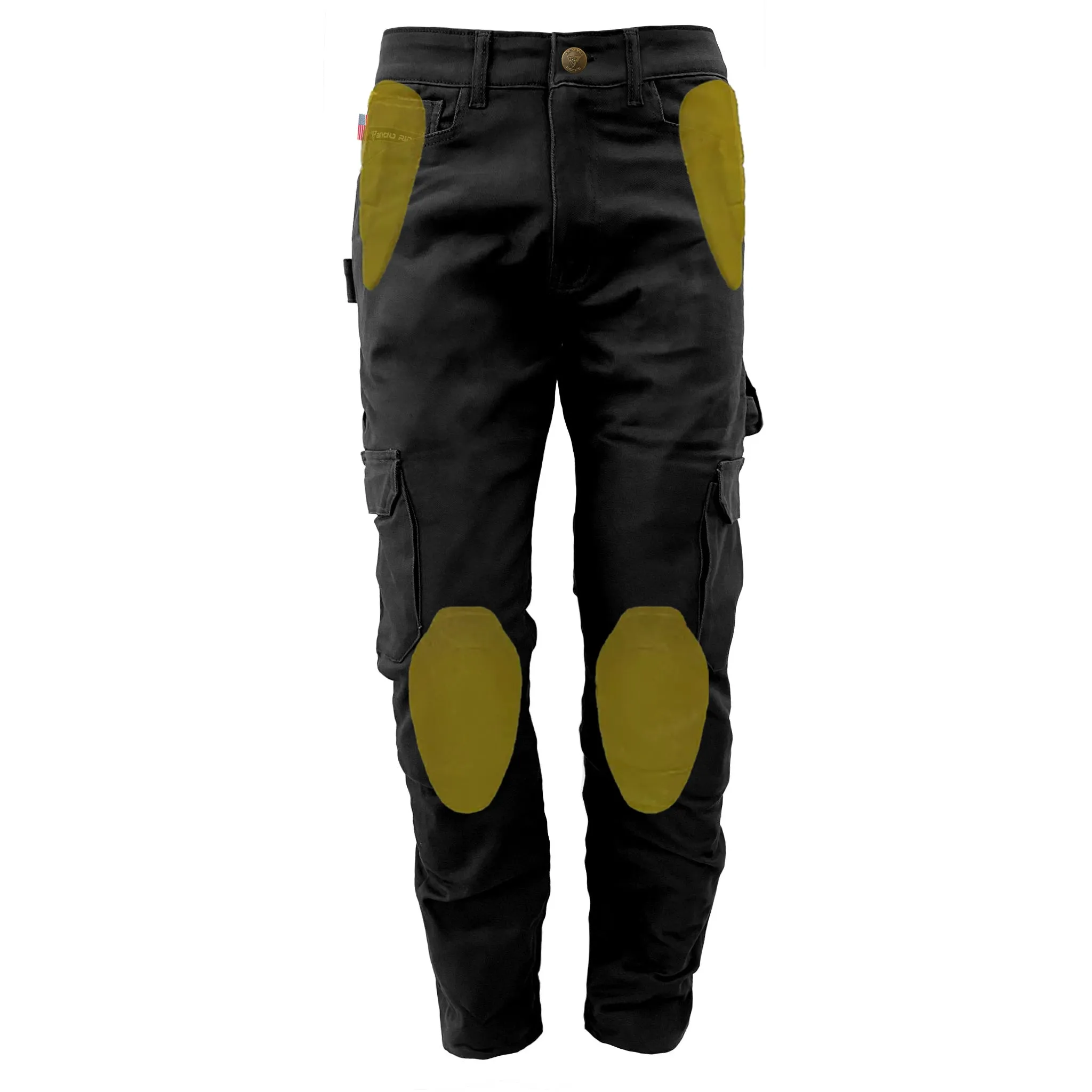 Loose Fit Cargo Pants - Black with Pads