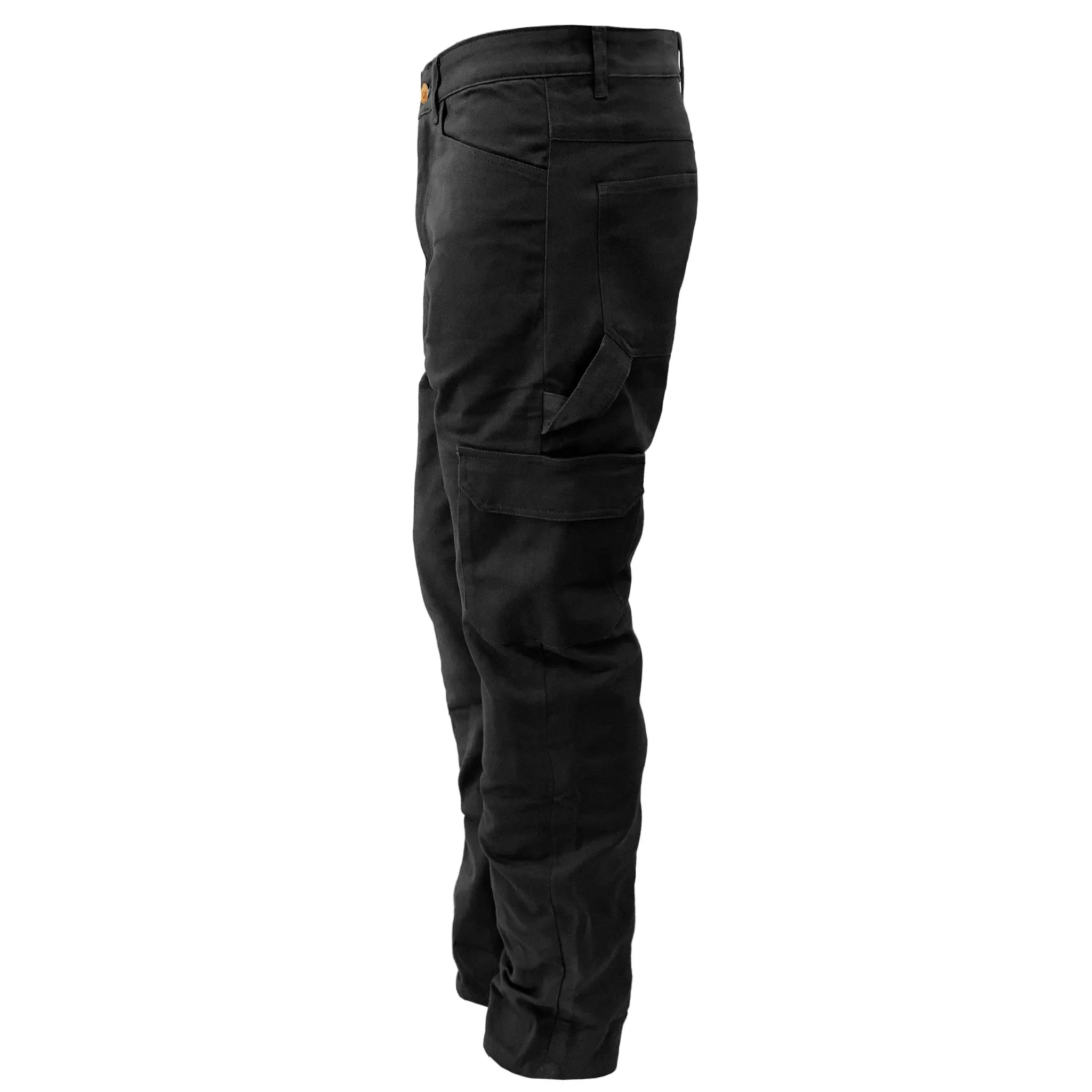 Loose Fit Cargo Pants - Black with Pads