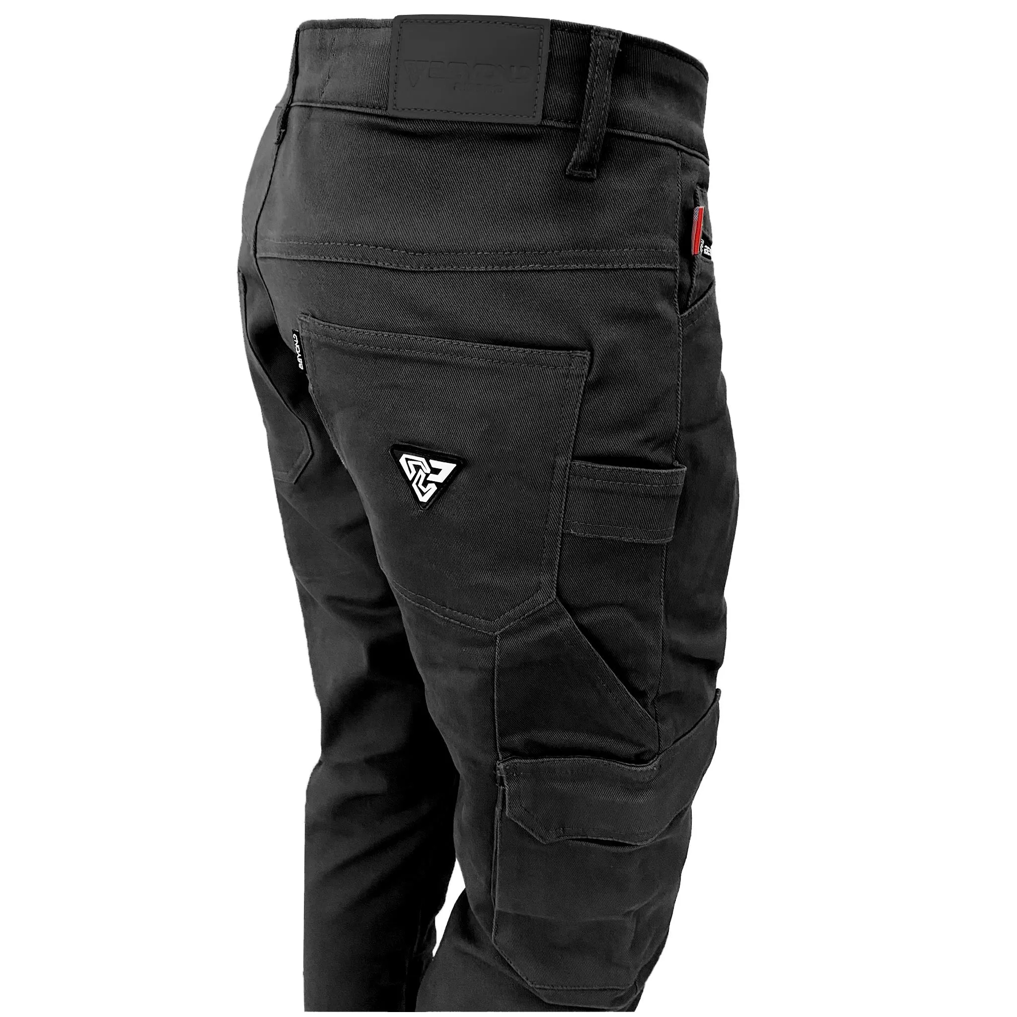 Loose Fit Cargo Pants - Black with Pads