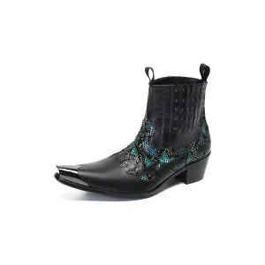 LuxeTex Genuine Leather Exotic Texture Dress Boots