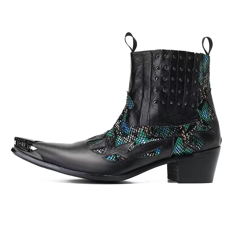 LuxeTex Genuine Leather Exotic Texture Dress Boots