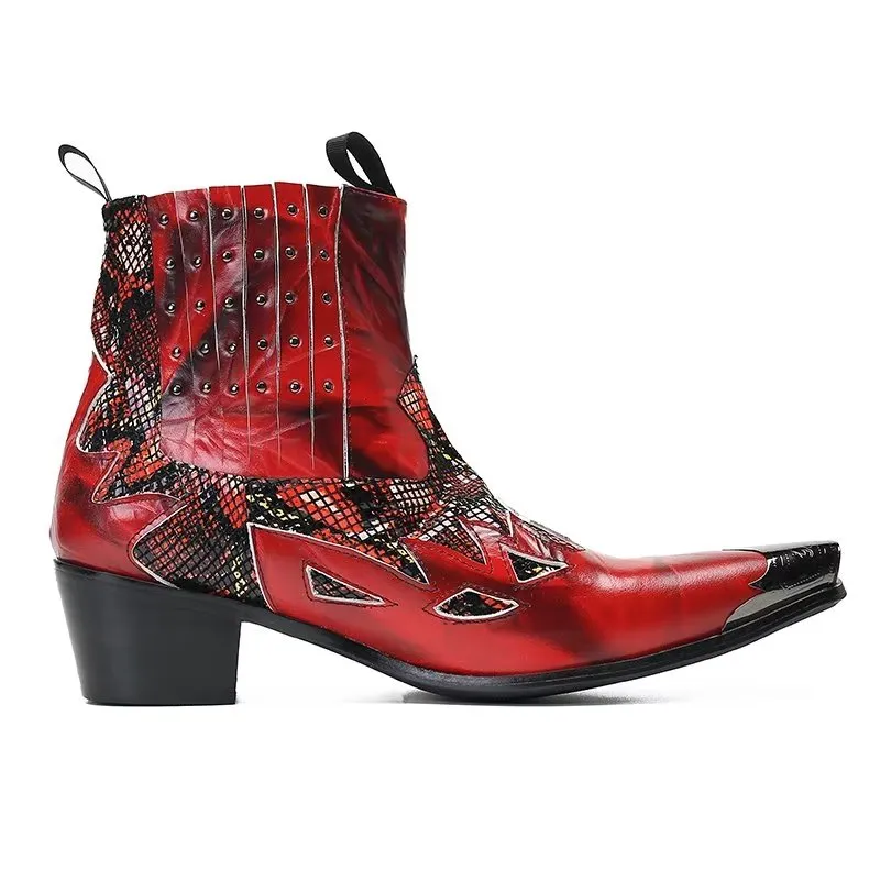 LuxeTex Genuine Leather Exotic Texture Dress Boots