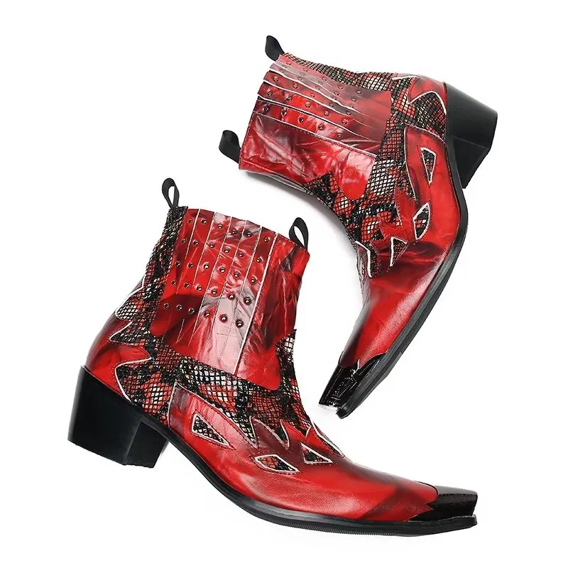 LuxeTex Genuine Leather Exotic Texture Dress Boots