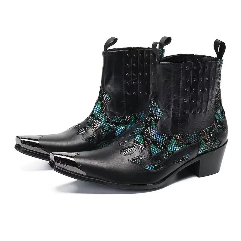 LuxeTex Genuine Leather Exotic Texture Dress Boots