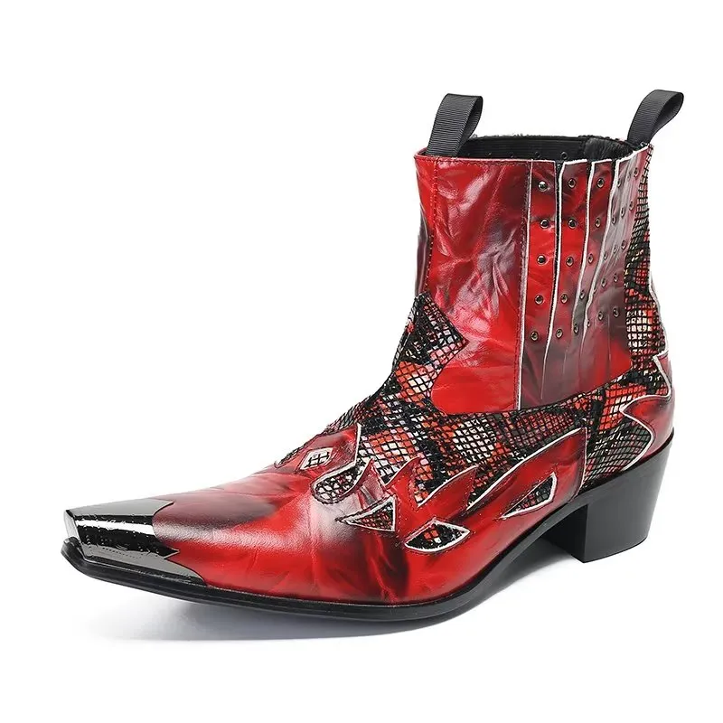 LuxeTex Genuine Leather Exotic Texture Dress Boots