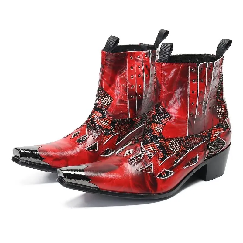 LuxeTex Genuine Leather Exotic Texture Dress Boots