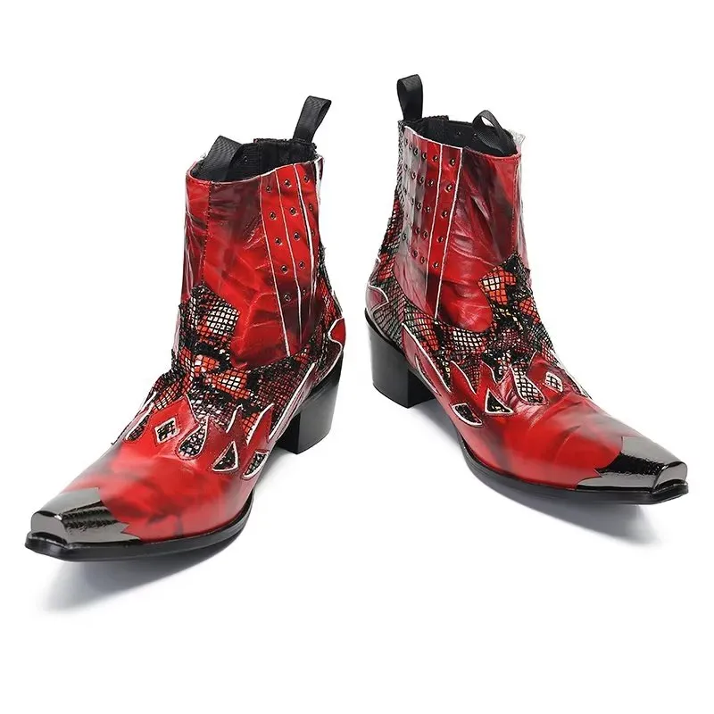 LuxeTex Genuine Leather Exotic Texture Dress Boots