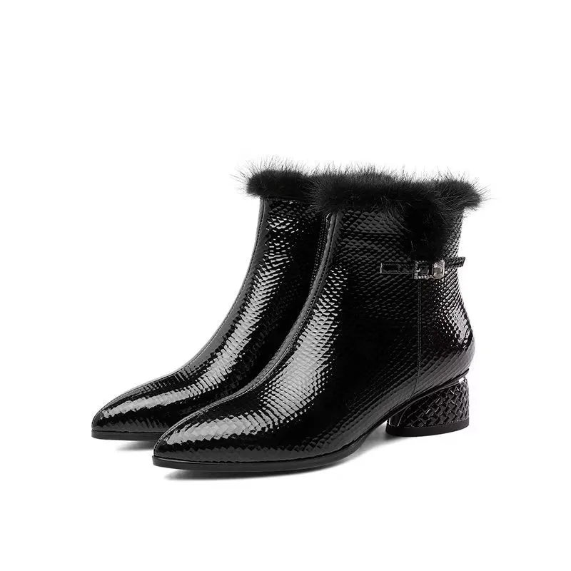 LuxLeather Exotic Chic Ankle Boots