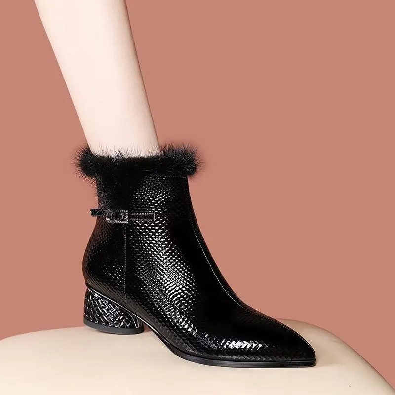 LuxLeather Exotic Chic Ankle Boots