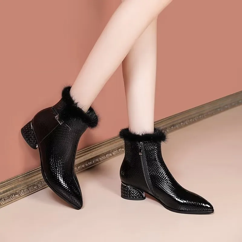 LuxLeather Exotic Chic Ankle Boots