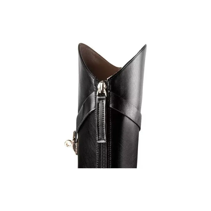 Luxury Pointed Toe Leather High Boots