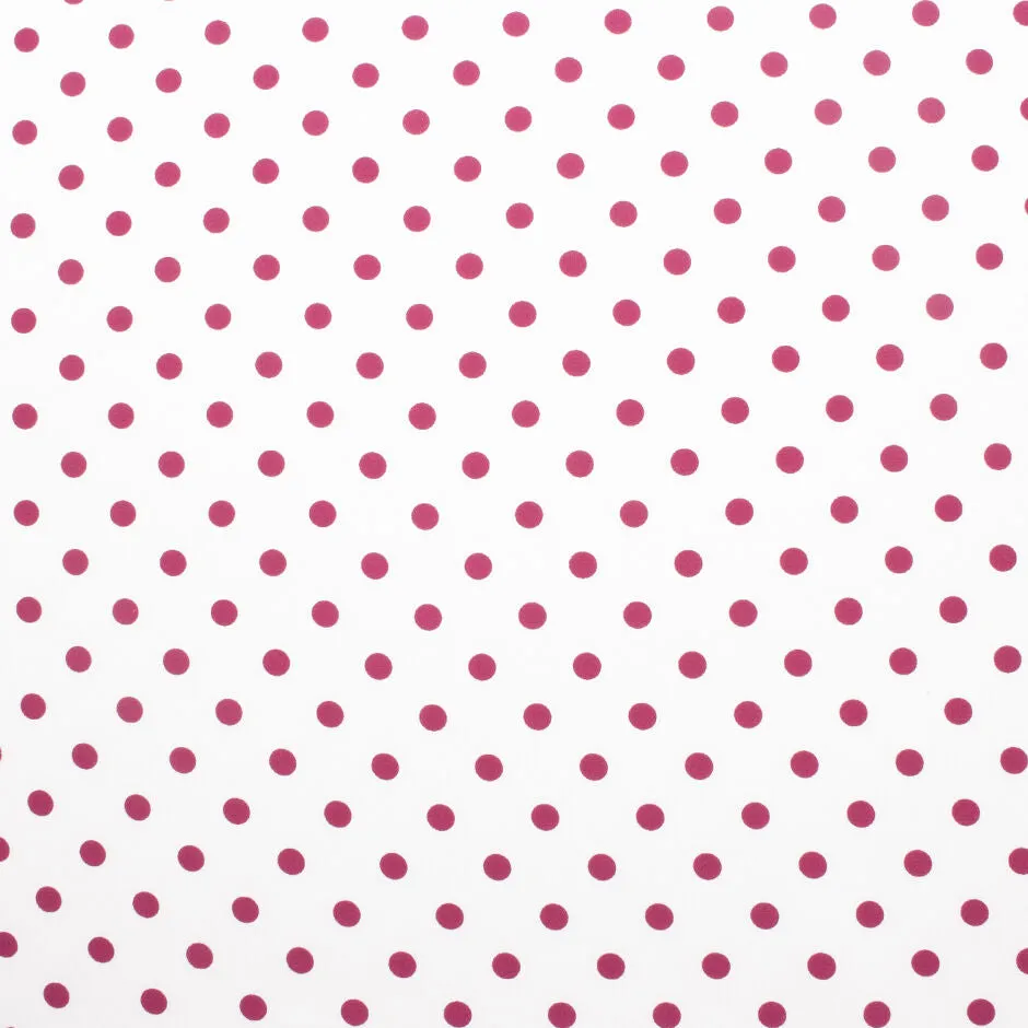 Magenta Pink Spotted White Silk Crêpe De Chine