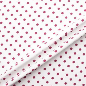 Magenta Pink Spotted White Silk Crêpe De Chine