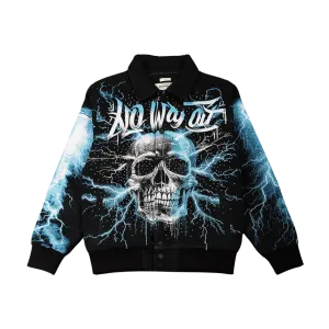 MAJESTIC No Way Out Tapestry and Leather Rhinestone Jacket