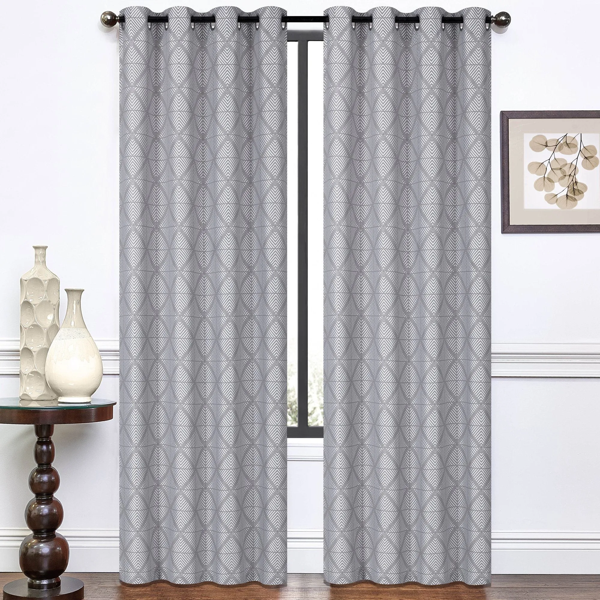 Manchester - Silver Grey Jacquard Grommet Panels | Set of 2