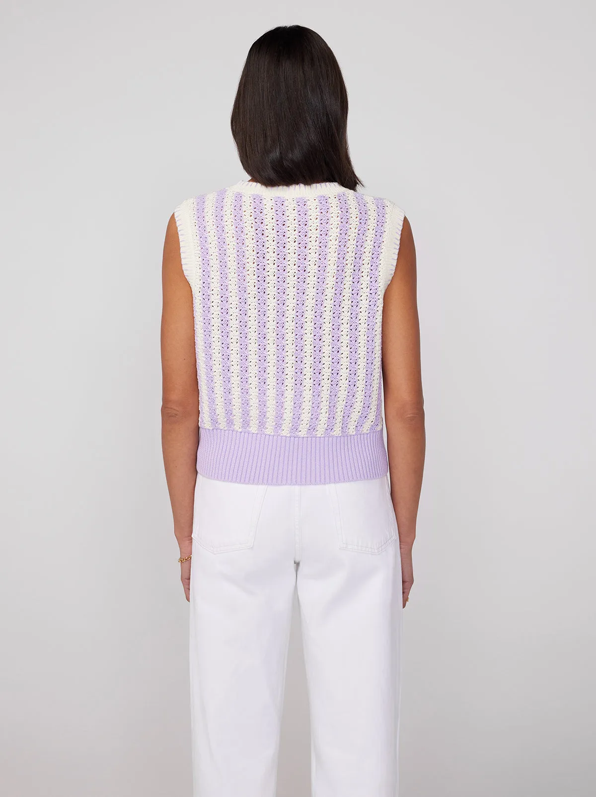 Marley Lilac Stripe Crochet Knit Top