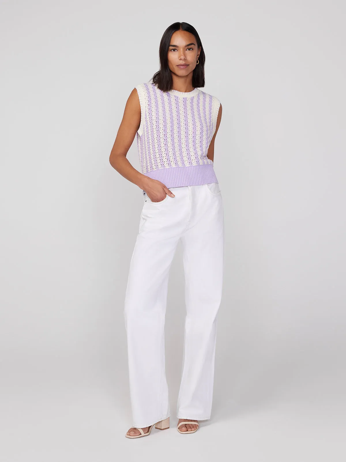 Marley Lilac Stripe Crochet Knit Top