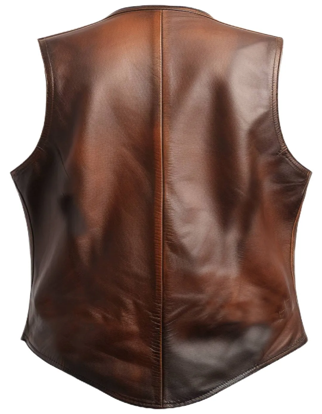 Men Brown Leather Vintage Vest