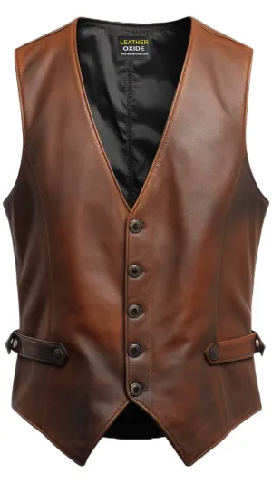 Men Classic Brown Leather Vest