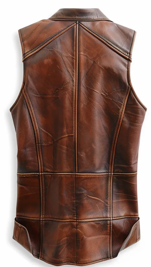 Men Vintage Brown Leather Vest