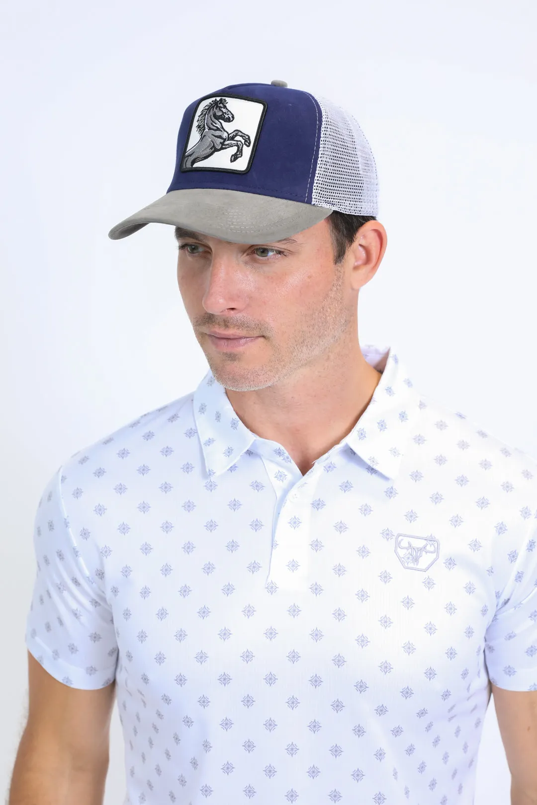 Mens Horse Logo Baseball Grey Cap