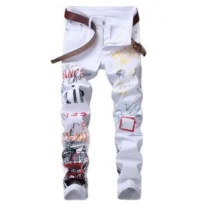 Men's Slim Fit Graphic Print Jeans