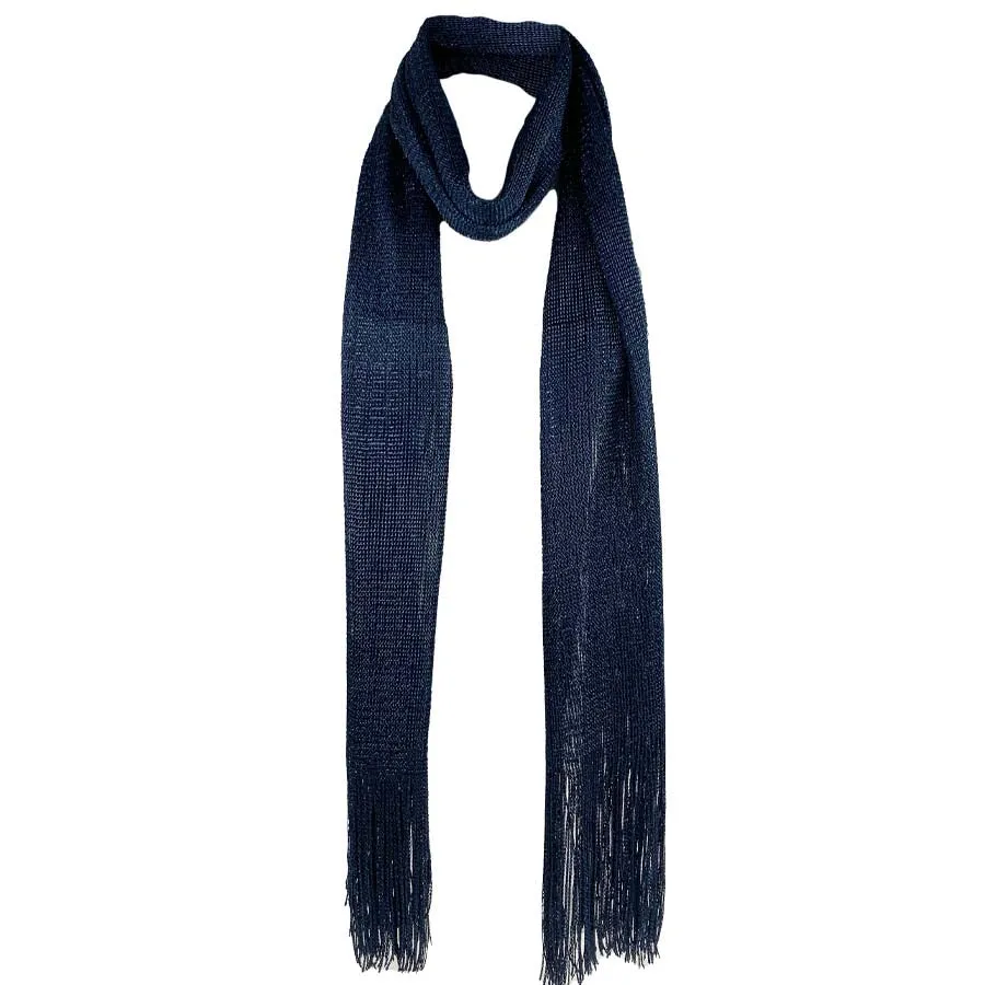 Metallic Fringe Multi Use Scarf Shawl Wraps Blue Tones (1 units)