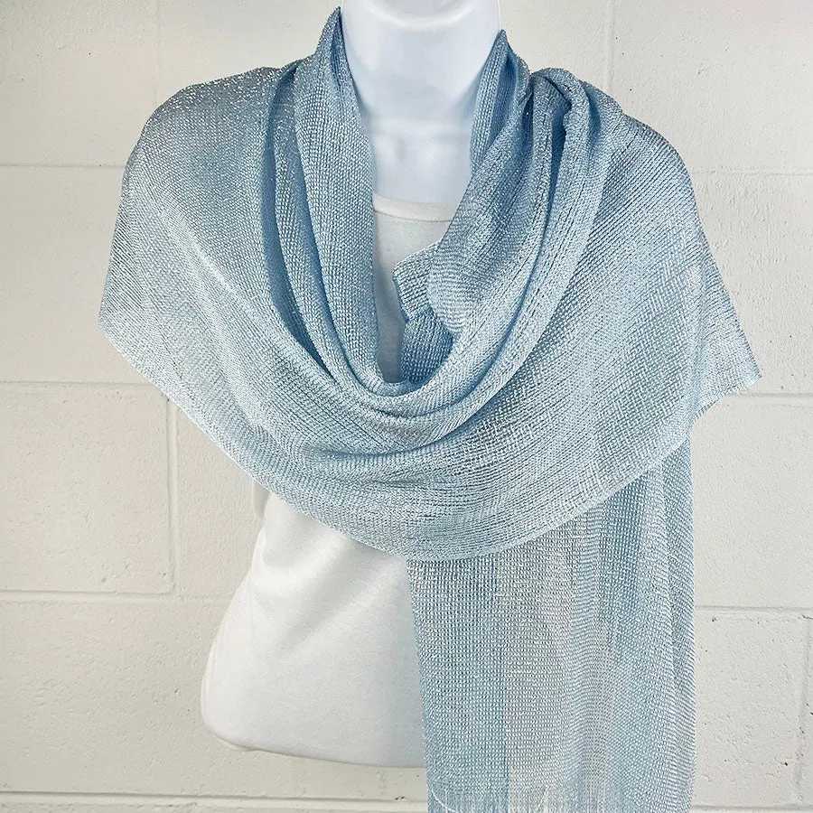 Metallic Fringe Multi Use Scarf Shawl Wraps Blue Tones (1 units)