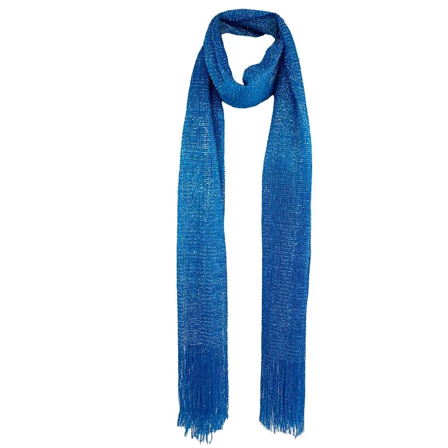 Metallic Fringe Multi Use Scarf Shawl Wraps Blue Tones (1 units)