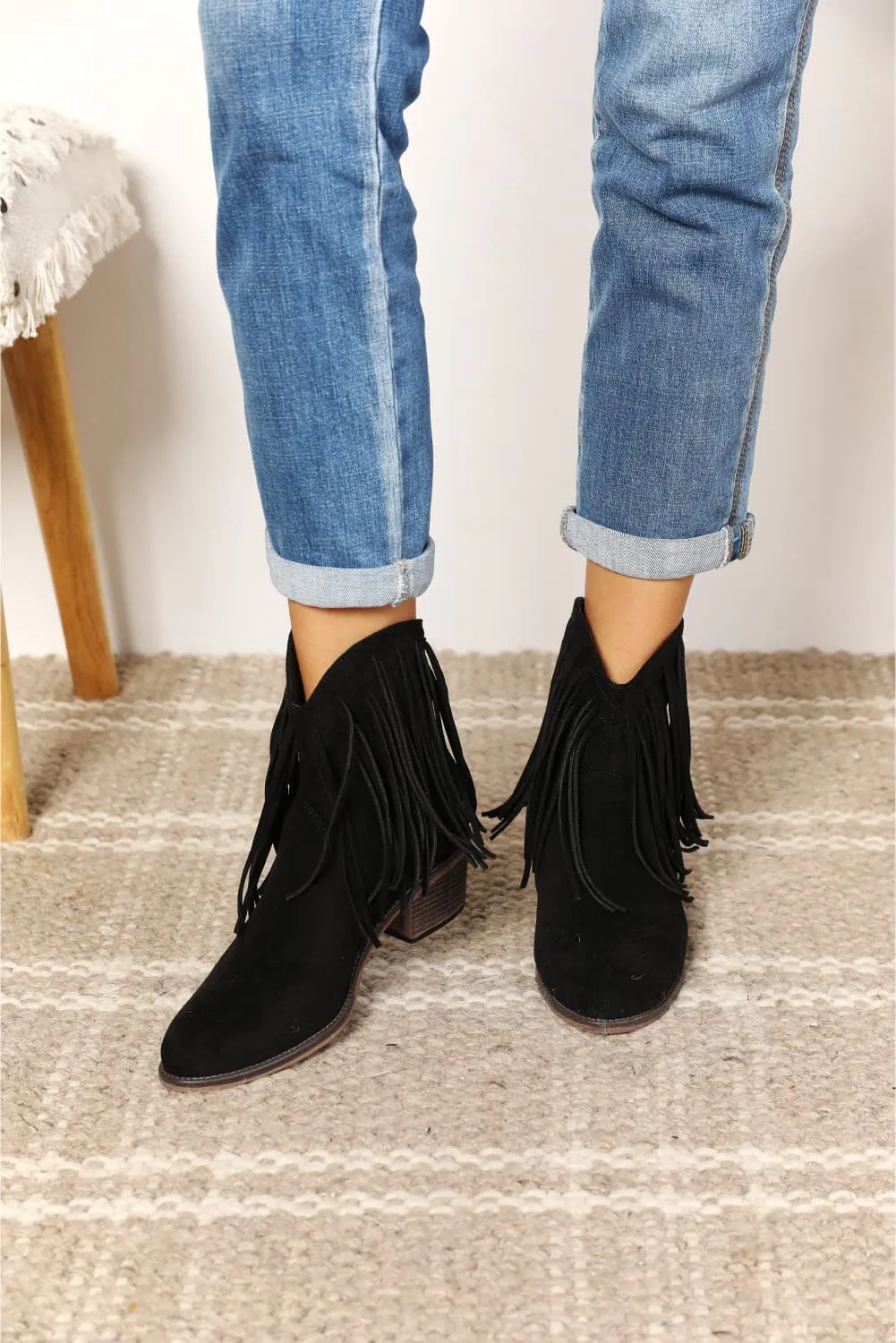 Midnight Cowboy Fringe Ankle Boots