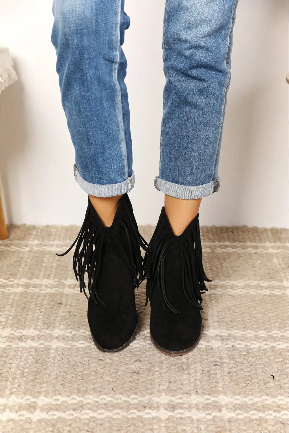 Midnight Cowboy Fringe Ankle Boots